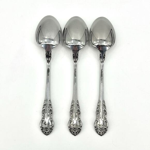 Lot of 3 - Voisin Floral CONTINENTAL Stainless Steel Serving Spoons 8 3/8”L MCM - Picture 2 of 6